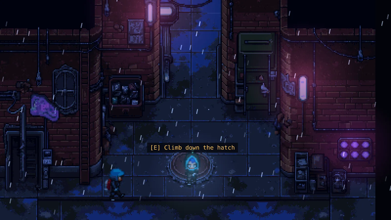 The back alley and the hatch down to HQ